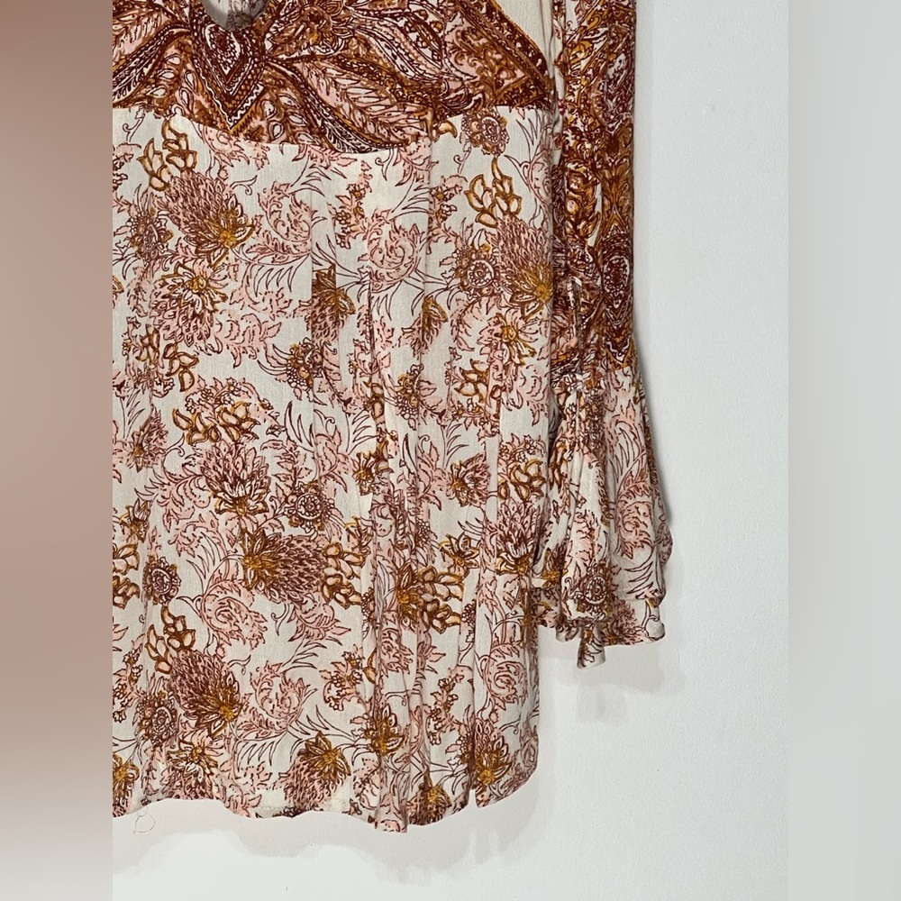 Free People Lady Luck tunic top or mini dress high neck bell sleeve size small - Picture 4 of 11